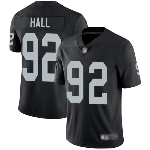 Men Oakland Raiders Limited Black P J  Hall Home Jersey NFL Football #92 Vapor Untouchable Jersey->nfl t-shirts->Sports Accessory